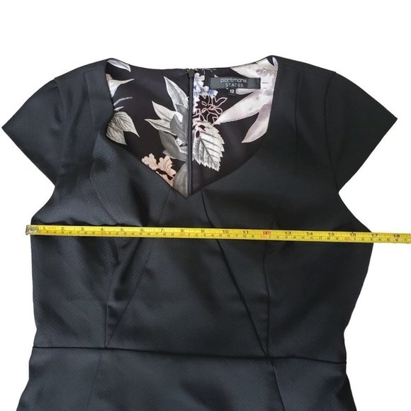 Portmans short sleeve black textured sheath dress with fluted ruffle ski… - Picture 9 of 12